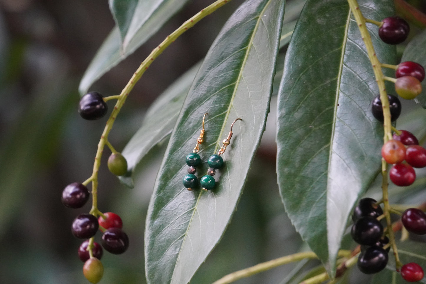 Malachit Pyrit Earrings