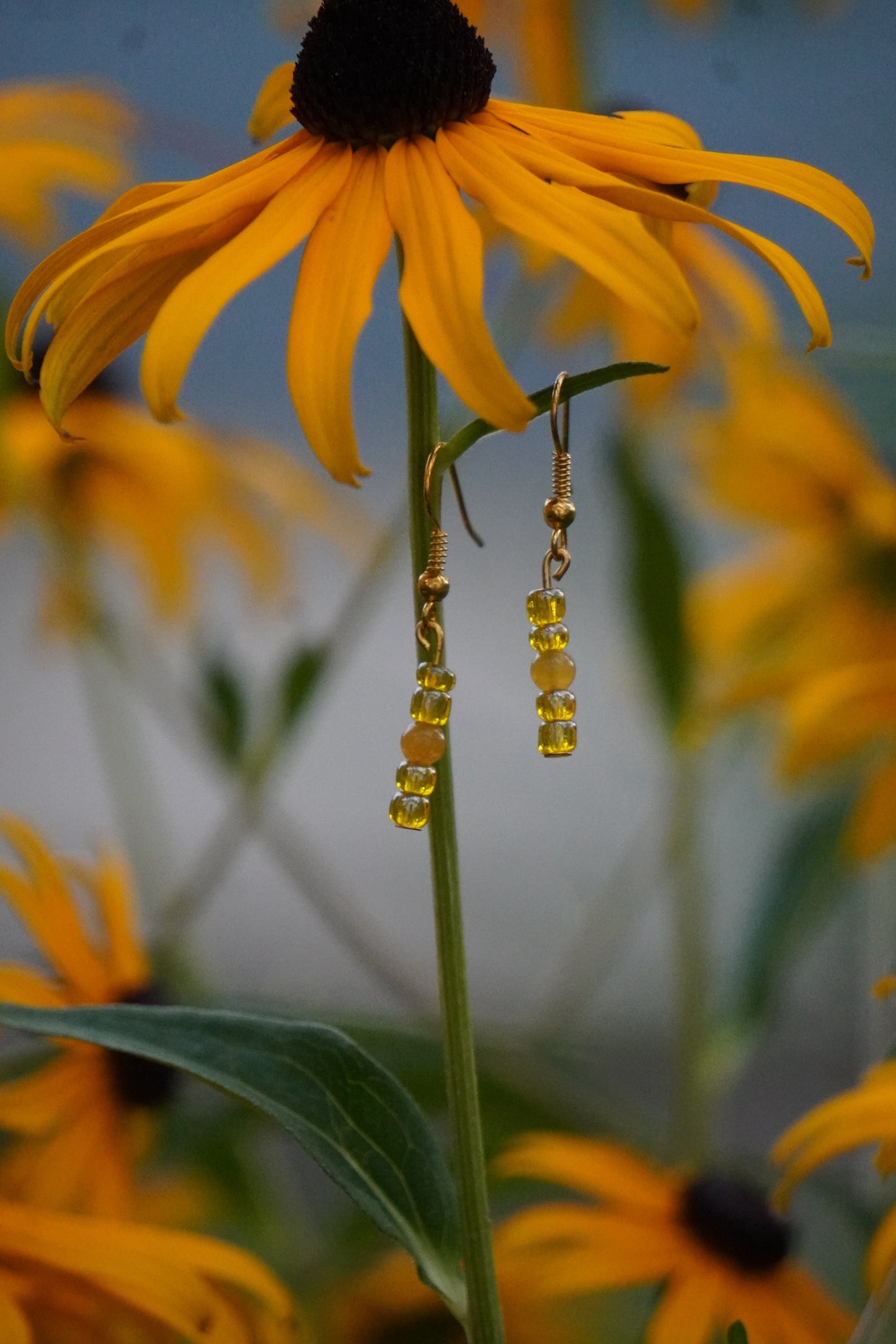 Yellow Glas Jade Earrings