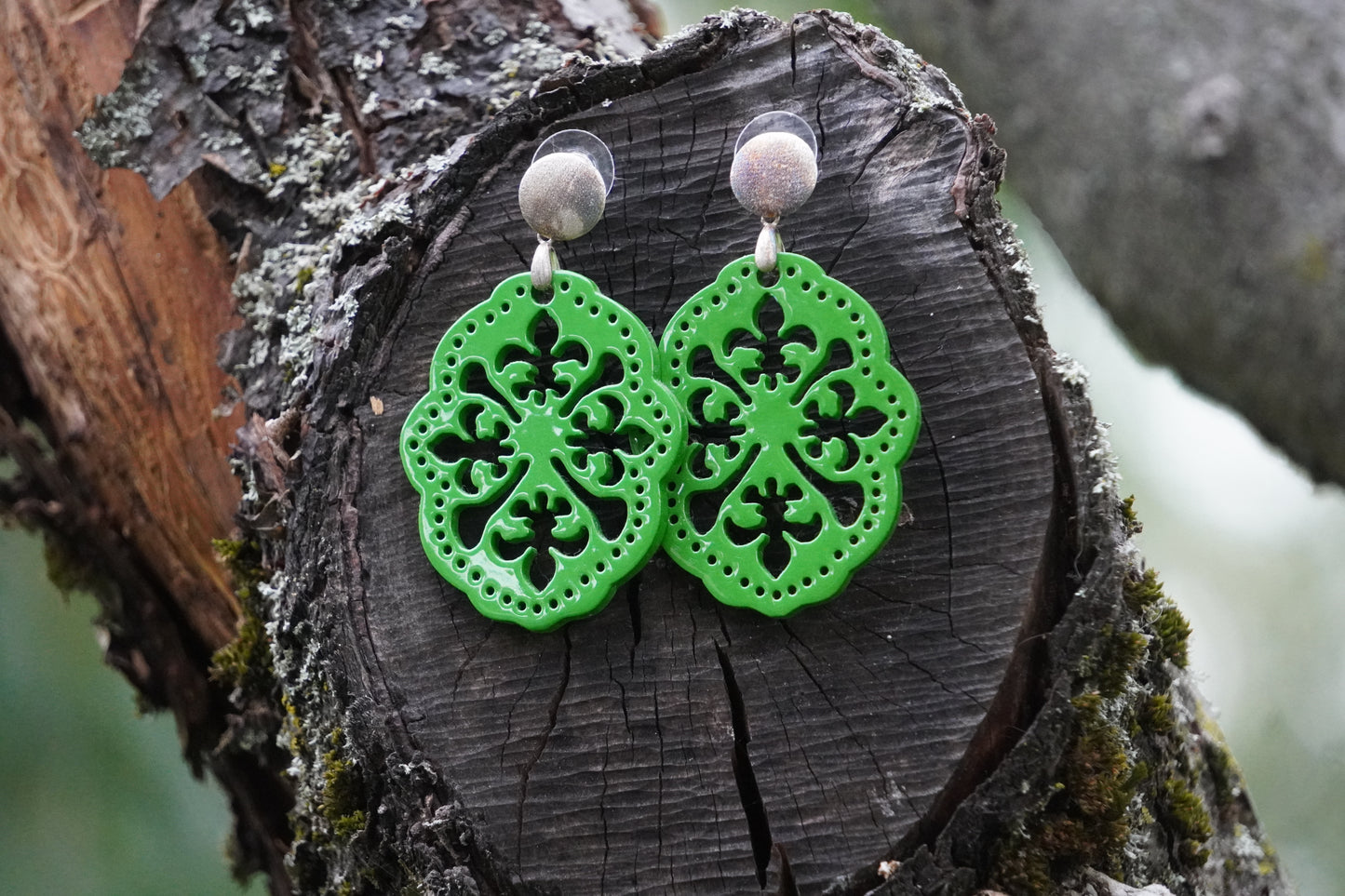 Green Resin Earrings