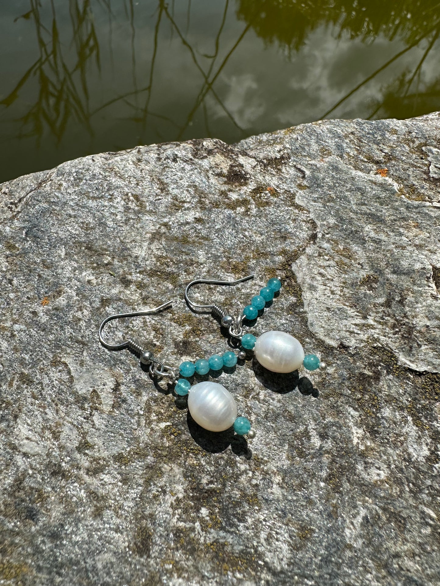 Earrings Pearl Agate