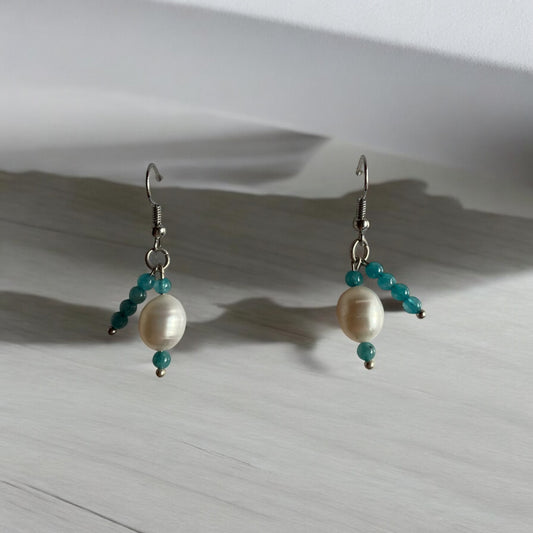 Earrings Pearl Agate